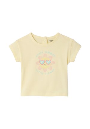 MIT DRUCKKNÖPFEN HINTEN - Print T-shirt - pastellgelb