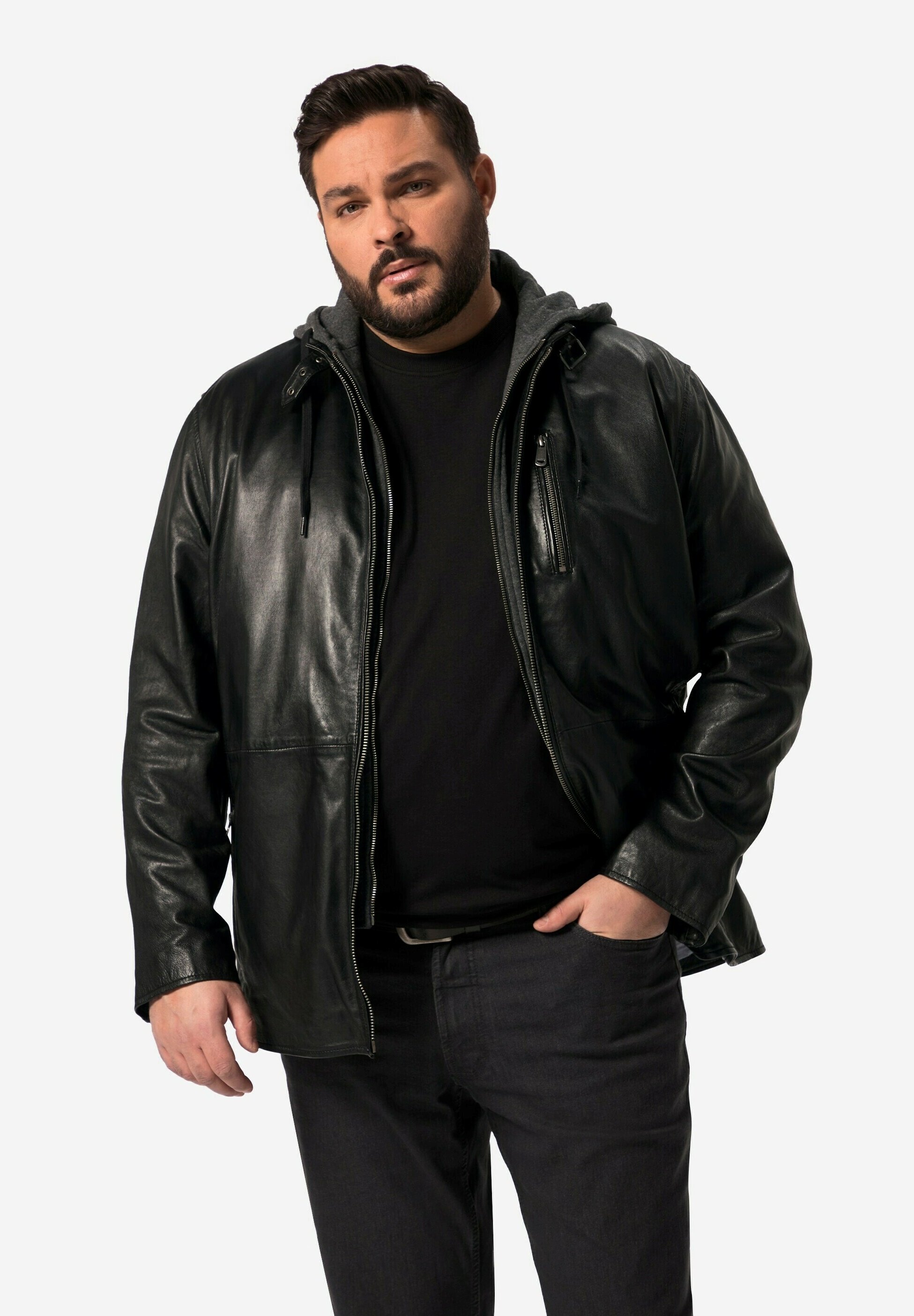 Men Plus Leather jacket - black - Zalando