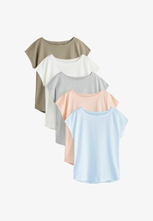 Next, REGULAR FIT - GROWN ON CAP SLEEVE T-SHIRT 5 PACK - T-shirts basic - mineral