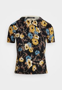 Lauren Ralph Lauren FLORAL COTTON BLEND SHORT SLEEVE JUMPER - Marškinėliai su spaudiniu - black/multi