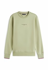 Felpa verde chiaro realizzata in misto cotone. Caratterizzata da un collo rotondo, maniche lunghe e un logo stampato in nero sulla parte frontale. Polsini a costine.