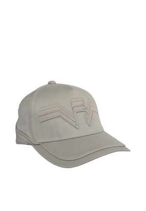 Cappello grigio con un motivo a onde ricamato in una tonalità più chiara. Realizzato in tessuto liscio, con visiera curva e cinturino regolabile.