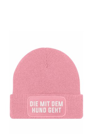PATCH SPRUCH DIE MIT DEM HUND GEHT LUSTIG - Mütze - rosa