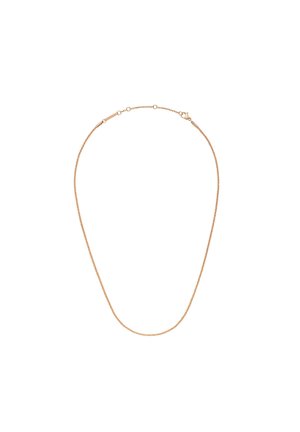 Dünner Halskette aus goldfarbenem Metall, mit einem filigranen Kettendesign und einem subtilen Glanz sowie einem Standardverschluss. Keine zusätzlichen Akzente.