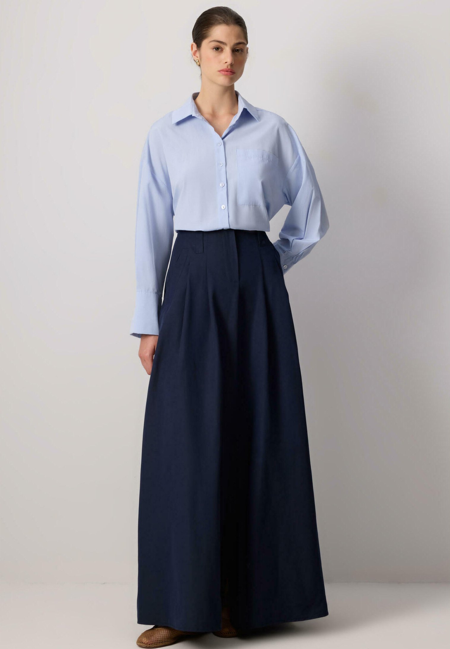 Touché Privé A LINE WITH DARTS - Jupe longue - navy blue/bleu marine - ZALANDO.FR