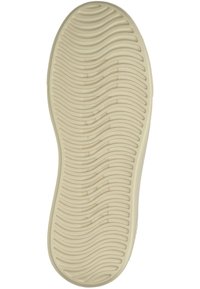 Gummisohle in Off-White mit einem Wellenmuster für besseren Halt. Glatte Oberfläche mit abgerundeten Kanten, entwickelt für Komfort und Langlebigkeit.