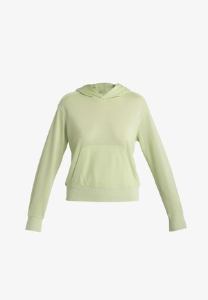 Lichtgroene hoodie met een voorvak, lange mouwen en een trekkoordcapuchon. Gemaakt van een zachte, gestructureerde stof.