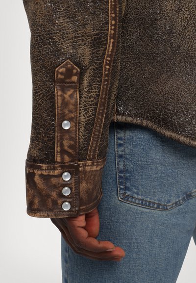 Polo Ralph Lauren WESTERN LINED SHIRT - Leather jacket - brown earth