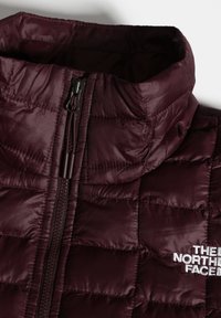 Giacca puffer bordeaux con colletto alto, zip frontale e texture trapuntata. Logo bianco sul lato inferiore destro.