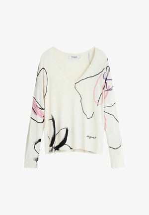 Desigual, FLORAL KNIT SWEATER - Maglione - white