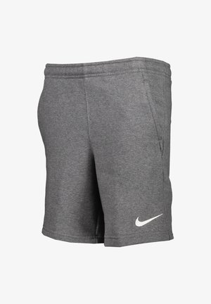 Pantaloni sportivi grigi in morbido tessuto, dotati di una cintura elastica, tasche laterali e un logo Nike bianco sul lato sinistro in basso.