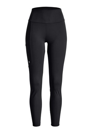 Schwarze, hoch taillierte, enganliegende Leggings mit einer Seitentasche am rechten Oberschenkel, entworfen für sportliche oder legere Kleidung.