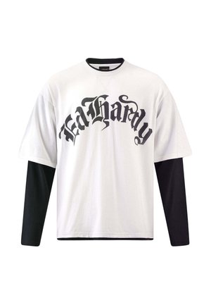 Ed Hardy PANTHER DRAGON DOUBLE SLEEVE  - Long sleeved top - white black