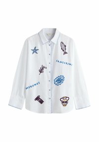 Niewybrane, white/blue blanket stitch embroidered