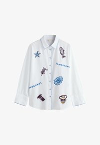 Niewybrane, white/blue blanket stitch embroidered