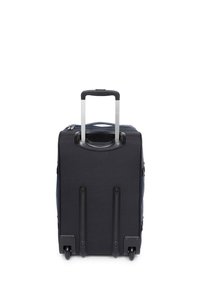 Hartschalenkoffer in Marineblau mit ausziehbarem Griff, laufruhigen Rollen und schwarzen Akzenten. Verfügt über eine Reißverschlussöffnung und Schutzfüße.