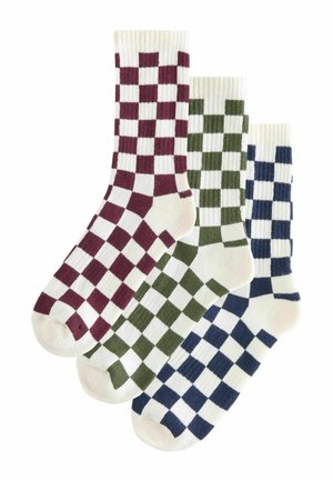 CUSHION 3 PACK WITH ARCH SUPPORT - Sokken - navy blue/berry/red checkerboard