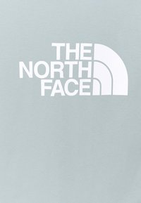 Světle modré tričko z jemné bavlny s velkým bílým grafickým logem s nápisem "THE NORTH FACE" a půlkruhovým designem.