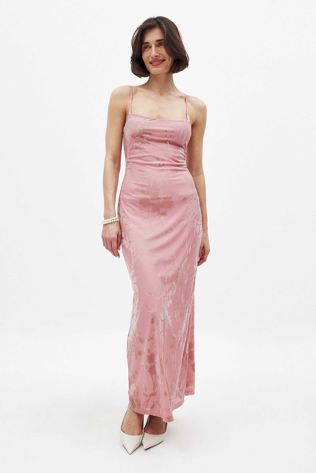 NA-KD FLORAL Maxi dress dusty pink/pink