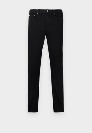 Jeans de denim negro con un ajuste slim. Con un diseño clásico de cinco bolsillos, cierre de botón de metal y una discreta etiqueta con el logo en la cinturilla.