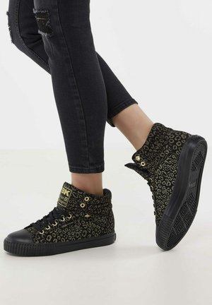 High-top trainers - gold leopard black