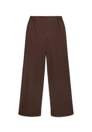 Terranova, PANTALONI WIDE LEG A RIGHE GESSATE CON ELASTICO IN VITA - Pantaloni - var cacao