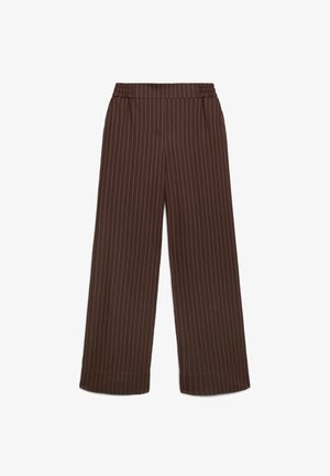 Terranova, PANTALONI WIDE LEG A RIGHE GESSATE CON ELASTICO IN VITA - Pantaloni - var cacao