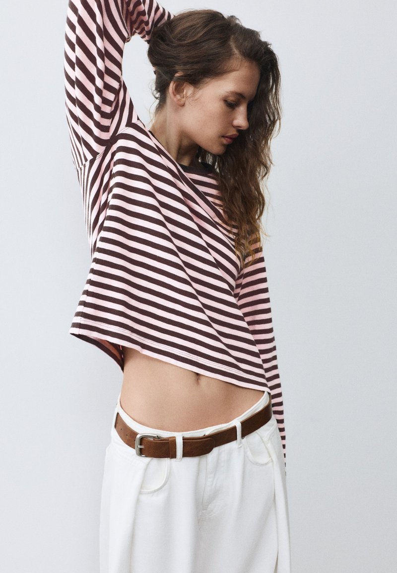 PULL&BEAR STRIPED RAGLAN LONG SLEEVE - T-SHIRT - T-shirt à manches longues - striped