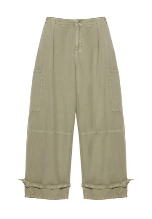 PULL&BEAR, HIGH-WAIST UTILITY - BARREL TROUSERS - Wide Leg - khaki
