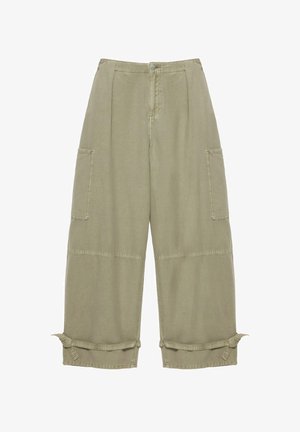 PULL&BEAR, HIGH-WAIST UTILITY - BARREL TROUSERS - Wide Leg - khaki