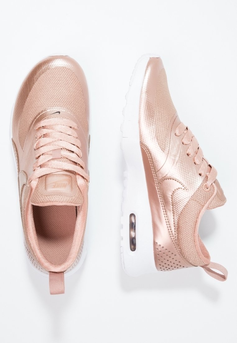 white & gold air max thea trainers