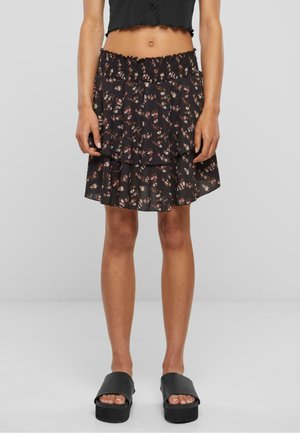 BLUMEN PRINT - A-lijn rok - black