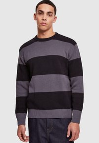 Urban Classics - HEAVY STRIPED - Pulover - black darkshadow Miniaturna slika 1