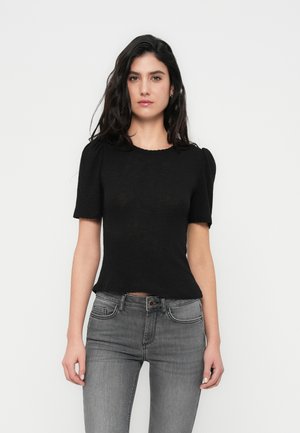 ONLNICOLE LIFE O NECK SCALLOP - Basic T-shirt - black