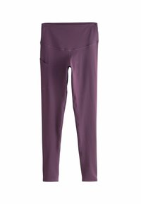 Lila sportleggings magas derékkal és oldalsó zsebből. Rugalmas anyagból készült, sima varrásokkal és testhez simuló dizájnnal.