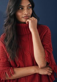 Next HIGH ROLL NECK FRINGE  - Cape - red