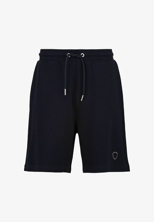 Navy katoenmengsel shorts met een elastische tailleband, trekkoorddetail en een klein logopatch op het linkse been.