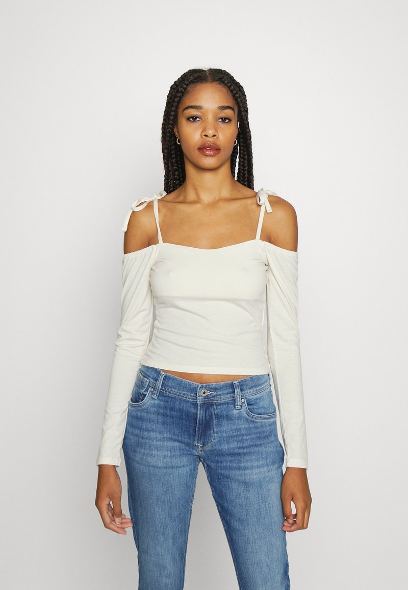 NA-KD BOW DETAIL - Camisola de manga comprida - gardenia