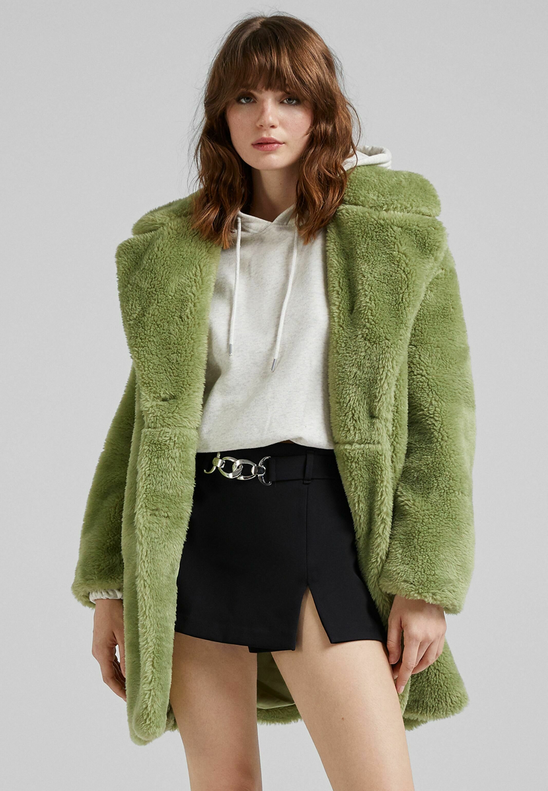 fluffy jacket bershka