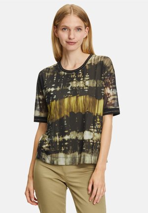 LEICHT TRANSPARENTES MIT RIPPBÜNDCHEN - Print T-shirt - black/khaki