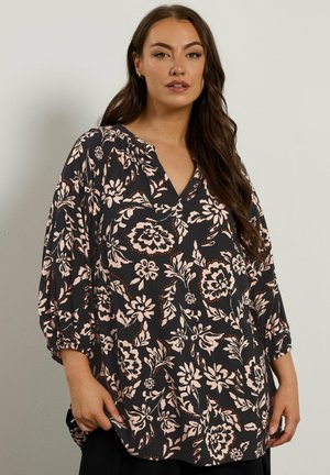 FLORAL NOTCH NECK  - Camicetta - black