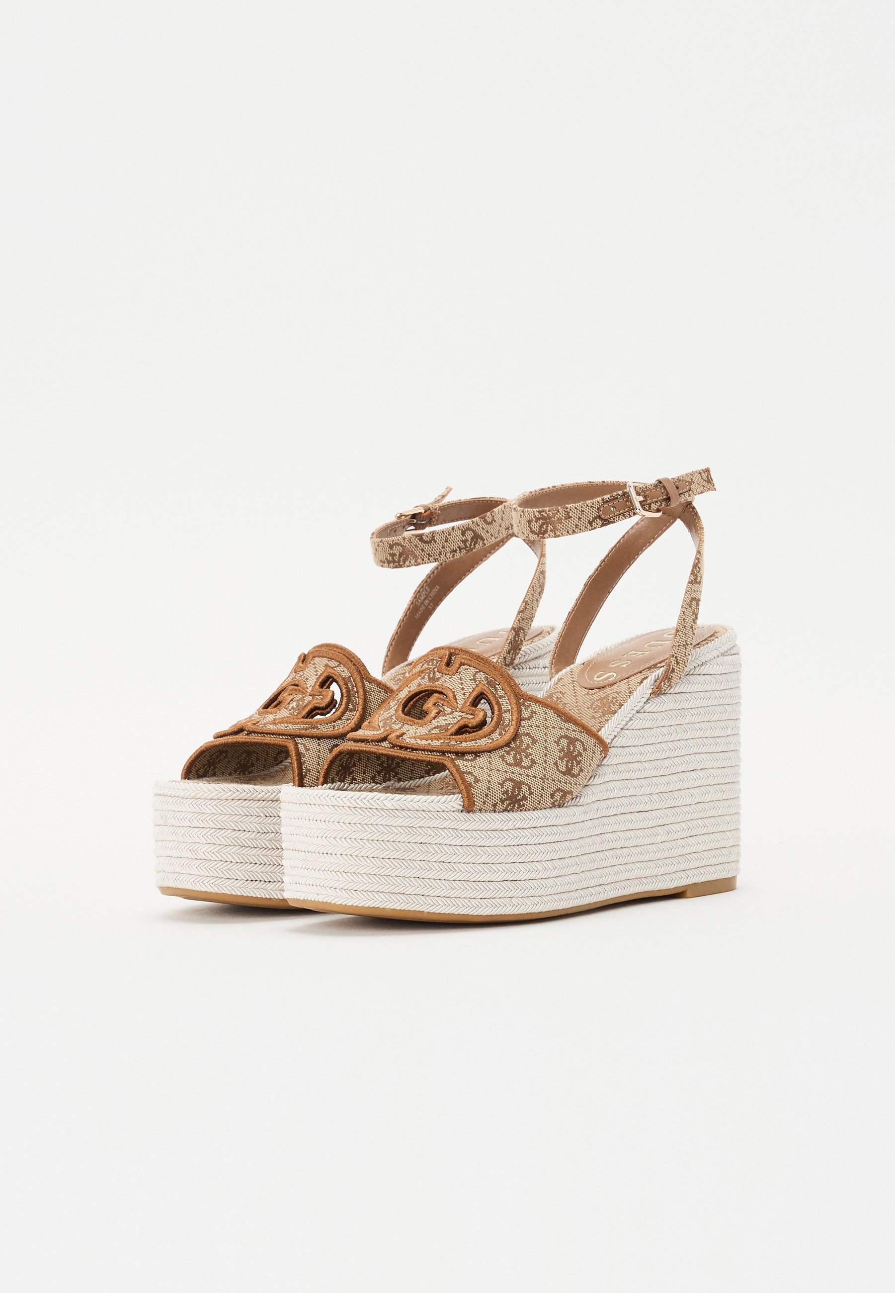 GUESS Damen Tanveey Keilsandale - Espadrille Mit Plateau, 11 Cm Absatz, G-Logo Detail