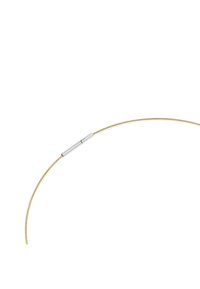 Złocona metalowa choker o zakrzywionym kształcie, z gładkim, srebrnym zapięciem magnetycznym. Elegancki, minimalistyczny design z delikatną teksturą.