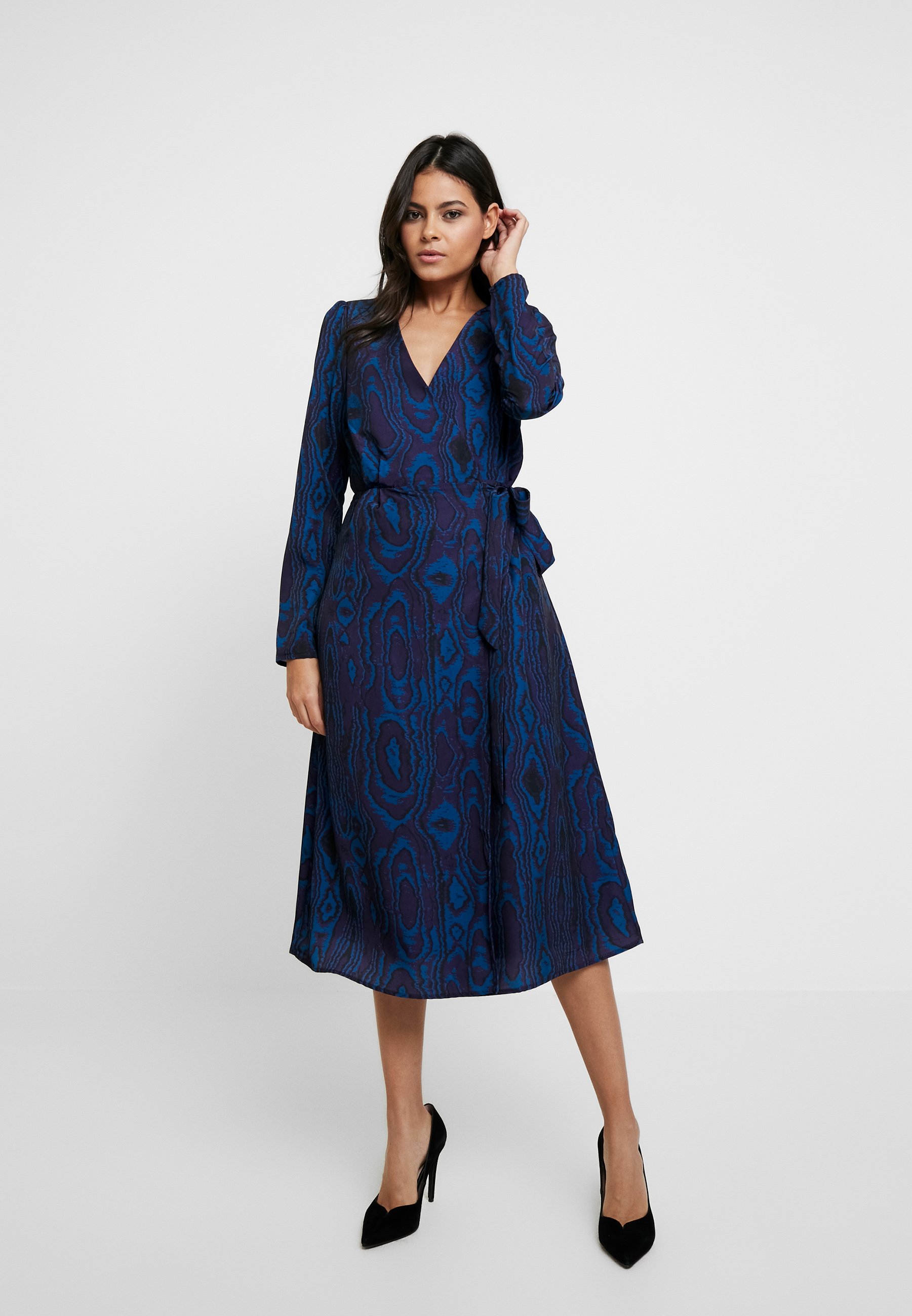 dark blue wrap dress