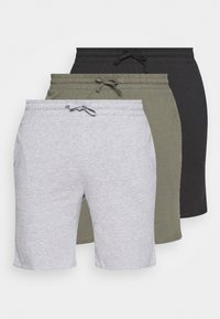 Pier One - 3 PACK - Pyjamabroek - black/mottled grey/khaki Miniatuurafbeelding 1