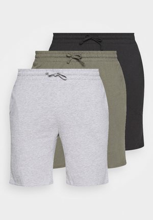 3 PACK - Pyjamasbyxor - black/mottled grey/khaki