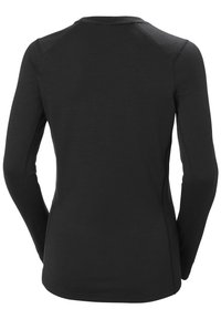 Zwart shirt met lange mouwen, aansluitend ontwerp, gemaakt van gladde stof. Ronde halslijn en raglanmouwen met vlakke naden. Geen zichtbare patronen.