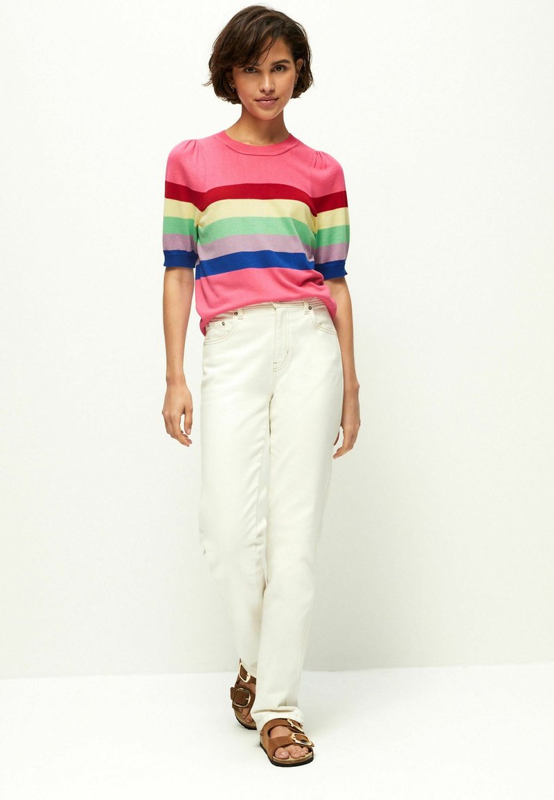 Next CREW NECK SHORT SLEEVE-REGULAR FIT - Marškinėliai su spaudiniu - pink rainbow