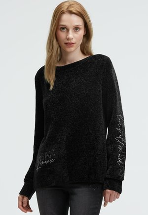 CHENILLE MIT GLITZER-ARTWORKS - Strickpullover - black