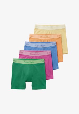 Set van vijf Calvin Klein boxershorts in groen, roze, blauw, oranje en geel met bijpassende logo-elastiek in de taille.